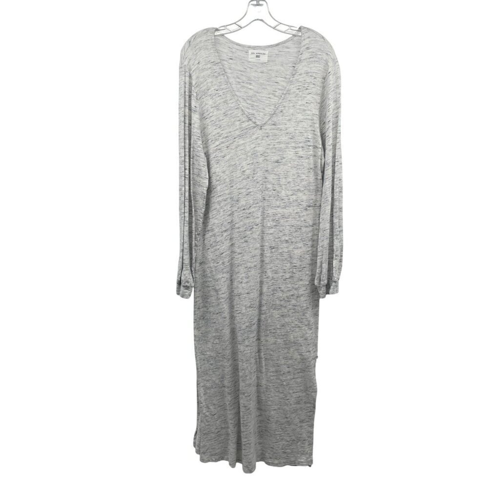 Sol Angeles Womens Long Sleeve Maxi Dress Heather Blue/White Size Large - Picture 1 of 9